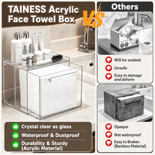 Clear Acrylic Disposable Facial Towel Holder Wall-Mounted Storage Box