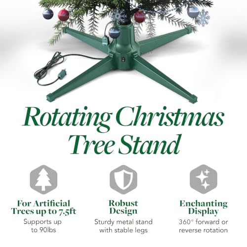 Rotating Christmas Tree Stand for Artificial Trees Up to 7.5ft – Stable 360° Support