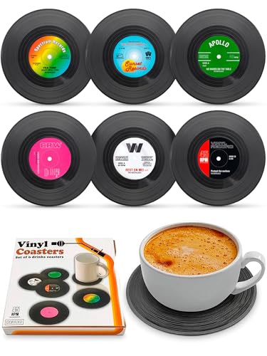 DIMROM 6 Pack Vinyl Coasters 4.1