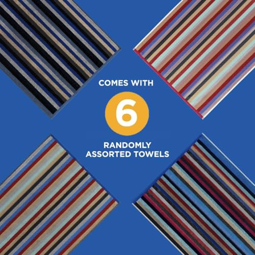 Oversized Multi-Color Striped Beach Towels - 30" x 60" Cotton - 6 Pack