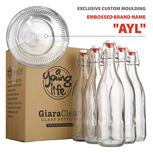 Flip Top Glass Bottles 1 Liter Swing Stopper Pack of 6