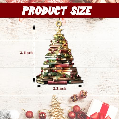 Star Christmas Book Tree Ornament - Acrylic Book Lover Decoration for Holiday Tree