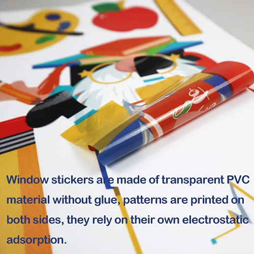 Back to School Window Clings - 8 Sheets Reusable Static Stickers