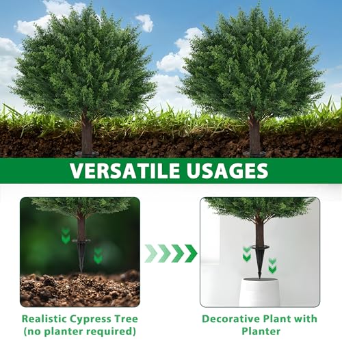 24-Inch Artificial Cypress Topiary Plants, UV-Resistant Set of 2