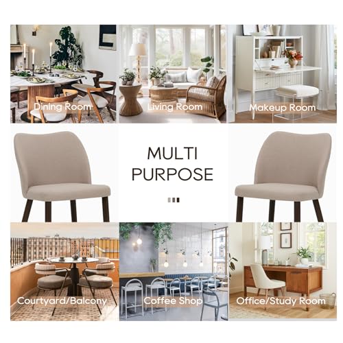 Upholstered Dining Chairs Set of 6, Modern Fabric Kitchen Chairs with Wood Legs