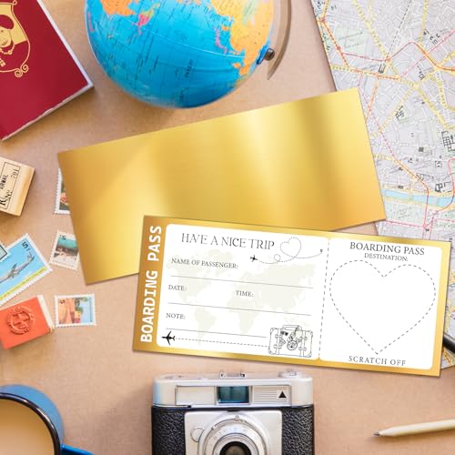 ZEDEV 2-Pack Surprise Travel Boarding Pass Scratch & Reveal Gift Set with Envelopes
