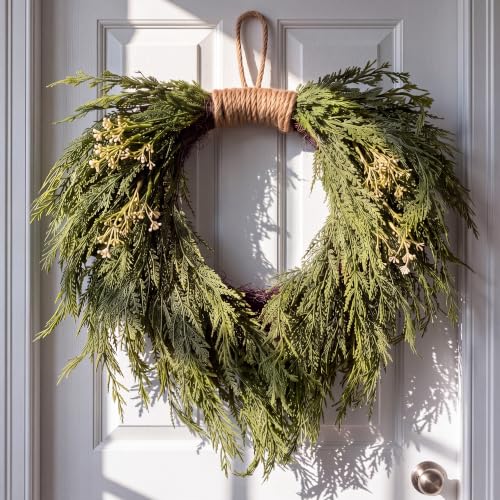 16-Inch Norfolk Pine Christmas Wreath for Front Door and Home Decor