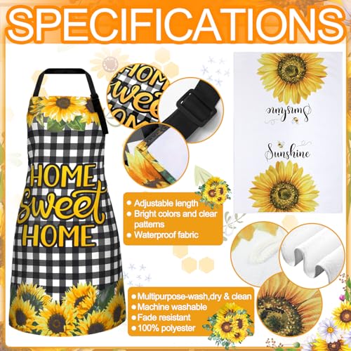 13-Piece Sunflower Kitchen Set Farmhouse Decor with Aprons and Utensils