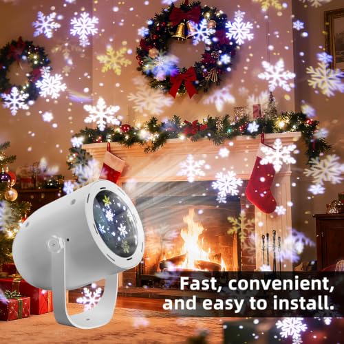 Snowflake Pattern LED Projector Lights for Indoor Holiday Decorations - White - 1 Pack
