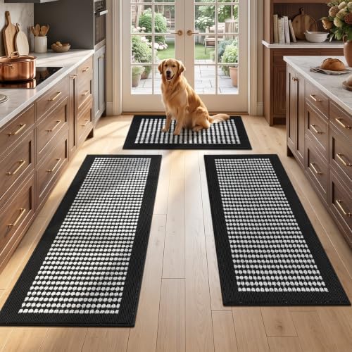 3-Piece Washable Kitchen Mat Set, Non-Slip Floor Runner Rugs for Kitchen