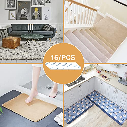 16 Pcs Non-Slip Rug Tape, Washable Dual-Sided Rug Stoppers for Floors