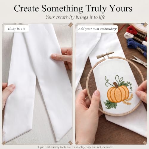 2 Pack White Wreath Sash Blank Polyester Twill for Front Door Decor