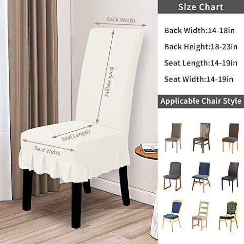 Stretch Dining Chair Covers with Ruffled Skirt - Cream, 2 PCS
