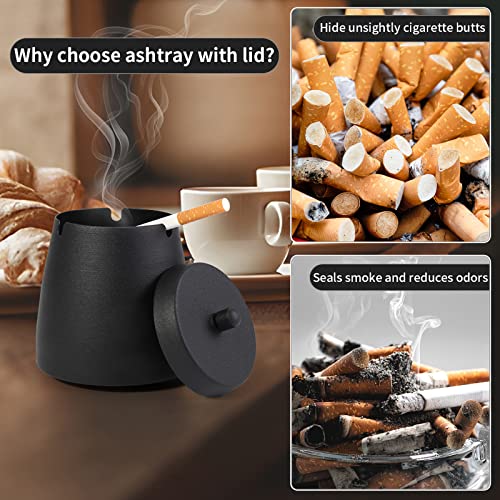 Windproof Stainless Steel Outdoor Ashtray with Lid for Patio and Deck
