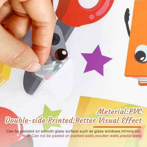 Back to School Window Clings Set - 9 Reusable Classroom Decorations