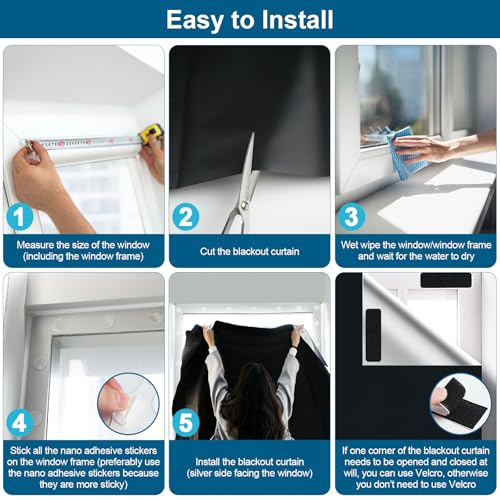 100% Blackout Window Shades - Portable DIY Blinds for Travel