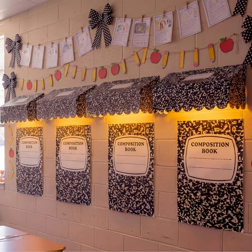Classroom Bulletin Board Awning Decor Kit with Warm LED Lights, 12-Piece Set