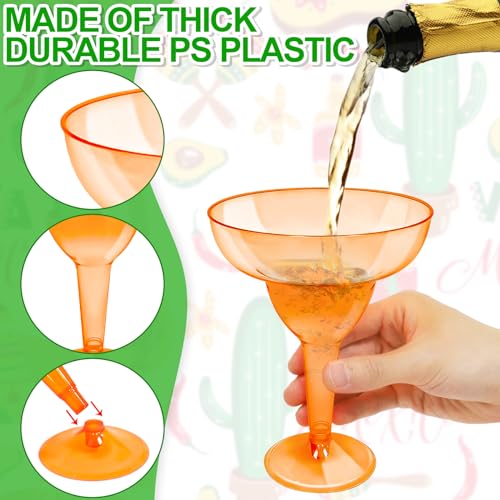 30 Pack Neon Plastic Margarita Glasses 12 oz Disposable Cocktail Cups for Parties