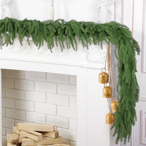 Hananona 4-Pack 6FT Real Touch Norfolk Pine Christmas Garlands - Green