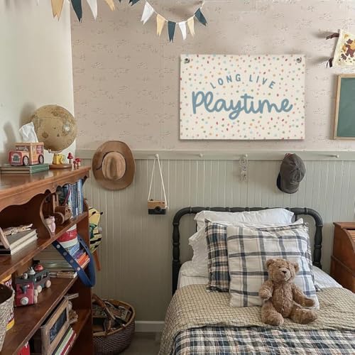 Long Live Playtime Canvas Banner Wall Decor for Kids Playroom 20x30 Inch
