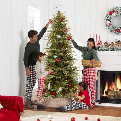 7.5ft Pre-Lit Slim Artificial Christmas Tree with 2-in-1 LED Lights