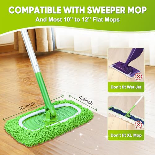 6-Pack Reusable Microfiber Mop Pads - Washable Wet & Dry Floor Cloths