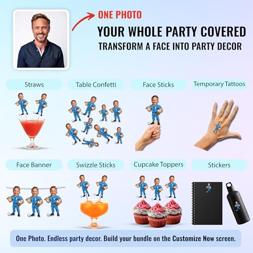Personalized Face Swizzle Sticks for Parties – Custom Drink Stirrers with Photo