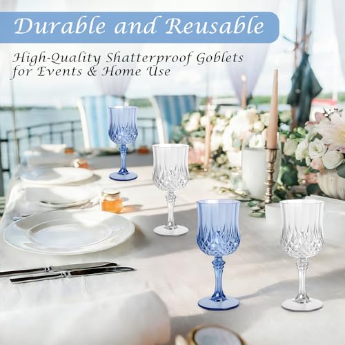 24-Piece Reusable Plastic Wine Glasses, 7.7 oz Shatterproof Stemware Set