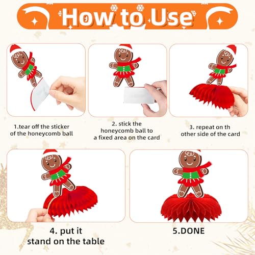 Gistome 9 Pieces Gingerbread Honeycomb Centerpieces - Gingerbread Themed Xmas Table Decor