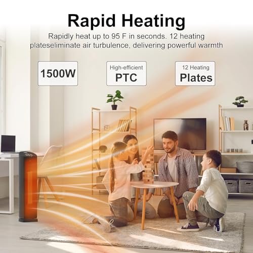 24-Inch 1500W Ceramic Space Heater with Remote and Oscillation