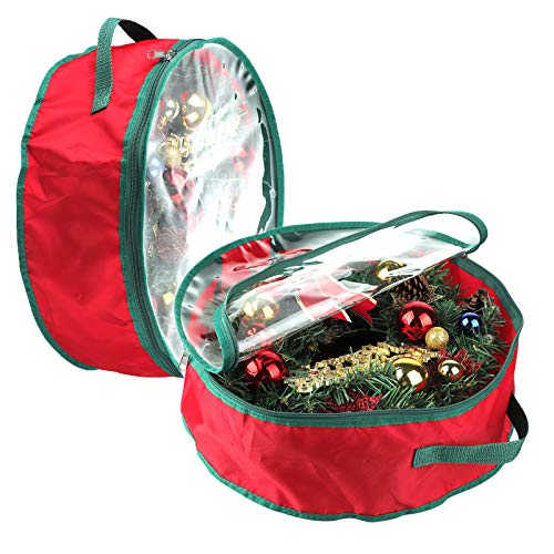 16-Inch Christmas Wreath Storage Bag 2-Pack Heavy Duty Holiday Organizer