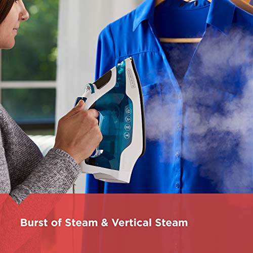 BLACK+DECKER Easy Steam Iron for Clothes with Stainless Soleplate
