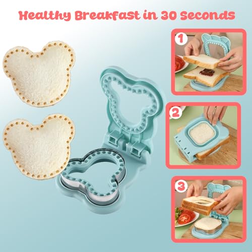 Mouse Sandwich Cutter and Sealer Stainless Steel Crustless Maker Blue