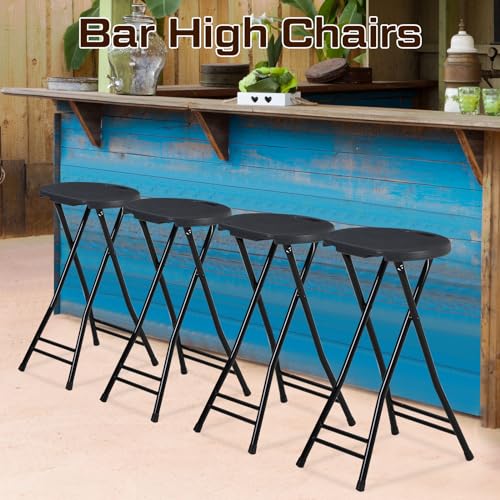 24-Inch Portable Folding Counter Stools, Heavy Duty Bar Stools with Handle