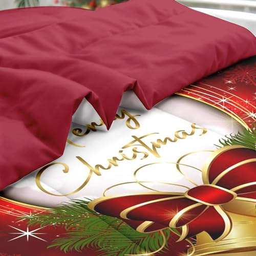 King Christmas Comforter Set with Sheets (King, Gold Xmas) — Pamnest 7-Piece Bedding