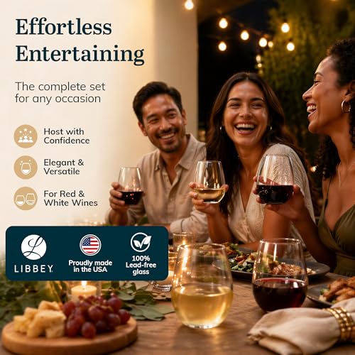 Stemless Wine Glasses Set of 12, Dishwasher Safe Glassware for Wine & Water