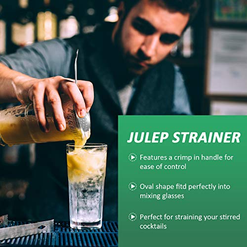 Boao Silver 2-Pack Stainless Steel Julep Strainers for Cocktails