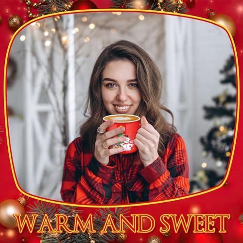 Baderke 6-Piece 11 oz Christmas Mugs with Spoons – Cute Gift Set