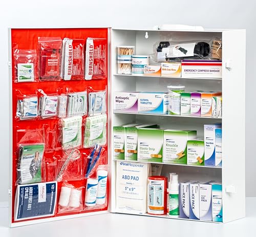 4-Shelf Metal First Aid Cabinet, OSHA Class B Wall Mount Medical Storage