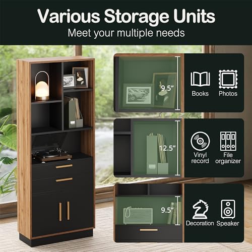67-Inch L-Shaped Standing Desk with Bookshelf and File Cabinet