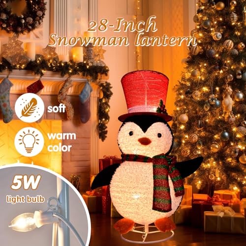 Penguin 28 inch Lighted Outdoor Christmas Decoration with Top Hat and Red Scarf (Variation: Penguin 28 inch) | HOYECHI