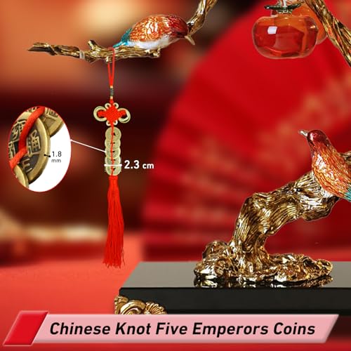 Feng Shui Five Emperors Coins Hanging Ornament with Chinese Knot and Tassel