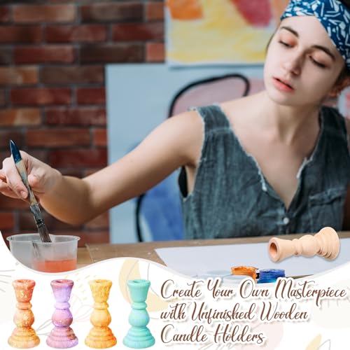 12 Pack Wooden Candle Holders - DIY Christmas Craft Decor, 4 Inch