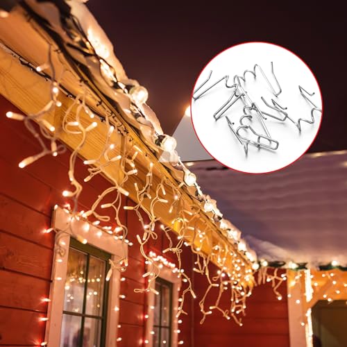 50 Pcs Metal Gutter Hooks for Outdoor String Lights, Corkscrew Design