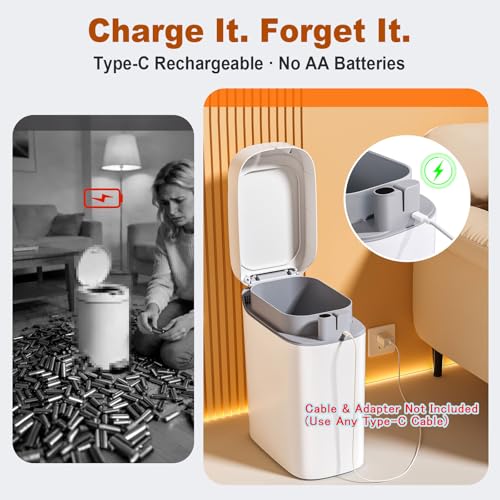 Automatic Motion Sensor Trash Can, 3.5 Gallon Rechargeable Garbage Bin