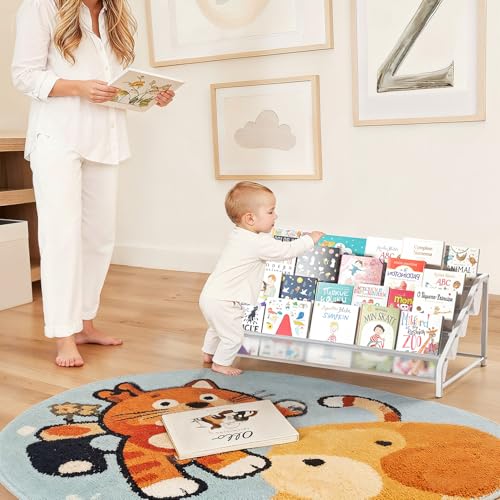 4-Tier Kids Bookshelf & Organizer, Montessori Front-Facing Display Stand