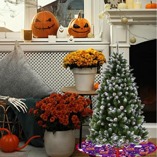 36-Inch Reversible Fall & Halloween Tree Skirt, Double-Sided Holiday Mat