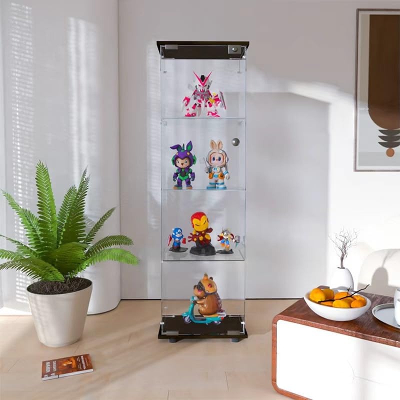 Glass Curio Cabinet with 4 Shelves, Tall Standing Display Case for Collectibles
