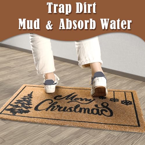 OurWarm Christmas Door Mat Outdoor 30x17 Inch Coir Welcome Doormat - Festive Holiday Entryway Decor