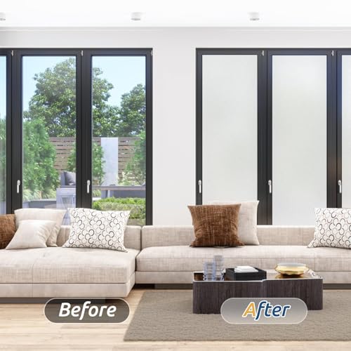 Frosted Glass Window Privacy Film - Static Cling UV Blocking Tint (17.5" x 78.7")